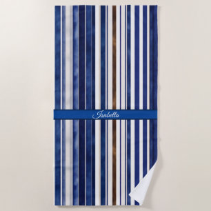 Serviette De Plage Summer Navy Blue Trendy Boat Stripes Collection