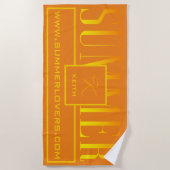Serviette De Plage Summer Orange Yellow Nom du site Web Monogramme (Devant)