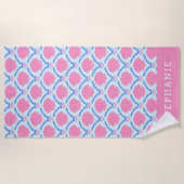 Serviette De Plage Summer Seashells Pink Bows Personalized (Devant)