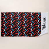 Serviette de plage Summer Sprinkles Bold Name (Devant)