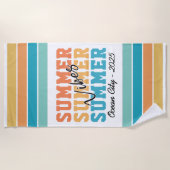 Serviette De Plage Summer Vibes Tropical Stripes Customizable (Devant)