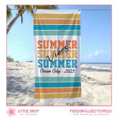 Serviette De Plage Summer Vibes Tropical Stripes Customizable