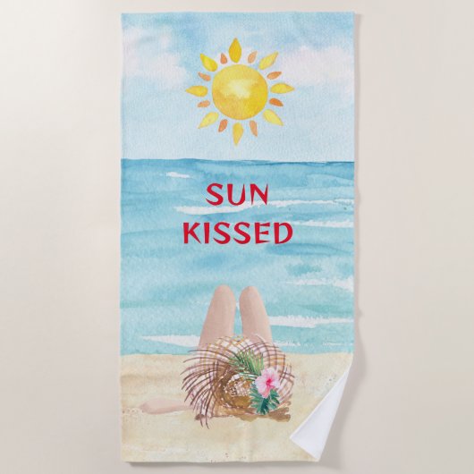 Serviette de plage Sun Kissed avec bain de soleil (Devant)