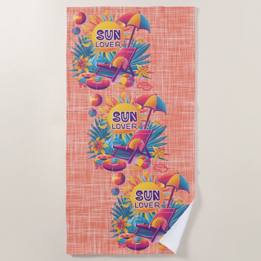 Serviette De Plage Sun Lover Orange (Devant)