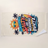 Serviette De Plage Sunburned Salty and Happy – Retro Beach Vibes (Devant)