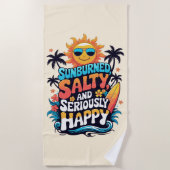 Serviette De Plage Sunburned Salty and Happy – Retro Beach Vibes (Devant)