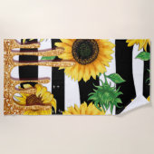 Serviette de plage Sunflower Gold Drip (Devant)
