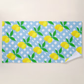 Serviette De Plage Sunny Yellow Lemons Blue White Check (Devant)