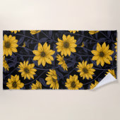 Serviette De Plage Sunroot, tournesol sauvage en jaune et bleu (Devant)