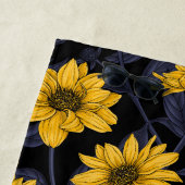 Serviette De Plage Sunroot, tournesol sauvage en jaune et bleu (En situation)
