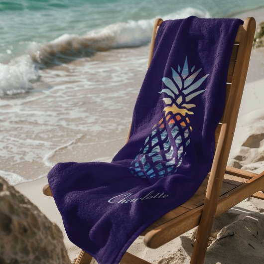 Serviette De Plage Sunset Beach Ananas Vacances sur mesure