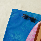 Serviette De Plage Sunset Beach Hawaiian Faux Wood Surf - Pink (En situation)