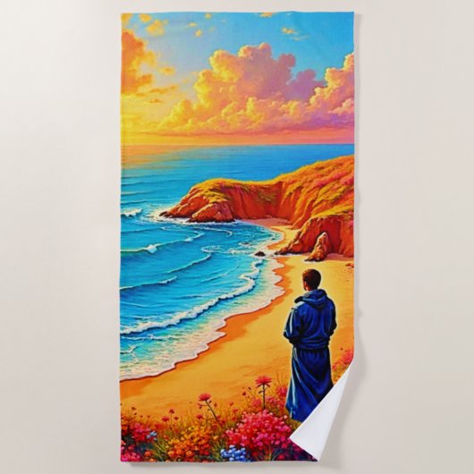 Serviette De Plage Sunset Beach Solitude Design de sérénité (Devant)
