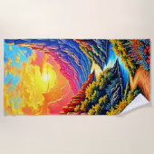 Serviette De Plage  Sunset Canyon River Art (Devant)