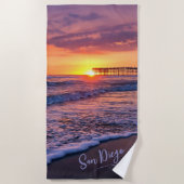 Serviette De Plage Sunset de San Diego Pacific Beach Pier (Devant)