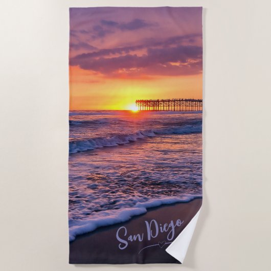 Serviette De Plage Sunset de San Diego Pacific Beach Pier (Devant)