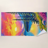 Serviette De Plage Sunset Mountain Lake Majesty Art (Devant)
