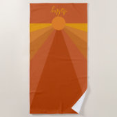 Serviette De Plage Sunset rétro de nom personnalisé (Devant)