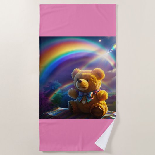 Serviette De Plage Sunshine Rainbow Teddy Bear Wonderland (Devant)