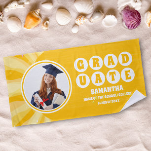 Serviette De Plage Sunshine Yellow Photo Graduation