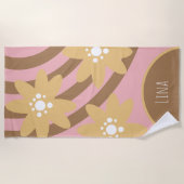 Serviette De Plage Super Florals Jaune Nom Brown Plage (Devant)