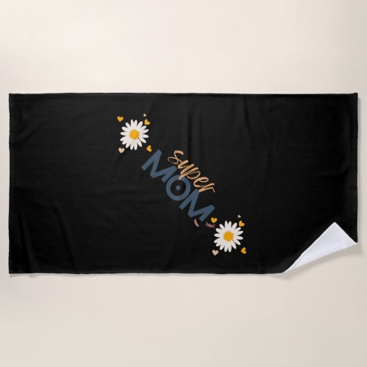 Serviette De Plage Super MOM Fleur (Devant)