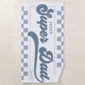 Serviette De Plage Super Papa établi | Monogramme (Devant)