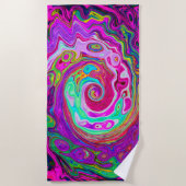 Serviette De Plage Super Retro Abstrait Magenta Rainbow Swirl (Devant)