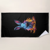 Serviette De Plage Superbe Lapin Bleu en feu (Devant)