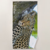 Serviette De Plage Superbe léopard dans un arbre Personnalisé (Devant)