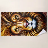Serviette De Plage Superbe Lion d'Or (Devant)