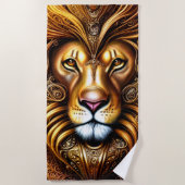 Serviette De Plage Superbe Lion d'Or (Devant)