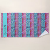 Serviette De Plage Superbe mosaïque look - Customisé rose & Aqua (Devant)