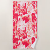 Serviette De Plage Superbe motif de camouflage rose (Devant)