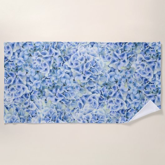 Serviette De Plage Superbes hydrangées bleues - motif floral (Devant)