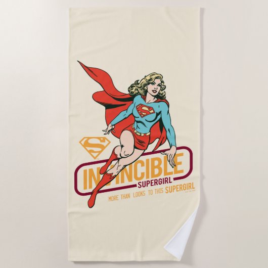 Serviette De Plage Supergirl Graphique Rétro Invincible (Devant)