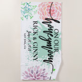 Serviette De Plage Sur notre lune de miel - Aquarelle Splash Newlywed (Devant)