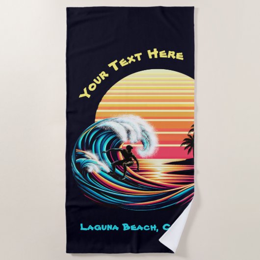 Serviette De Plage Surf au coucher du soleil (Devant)
