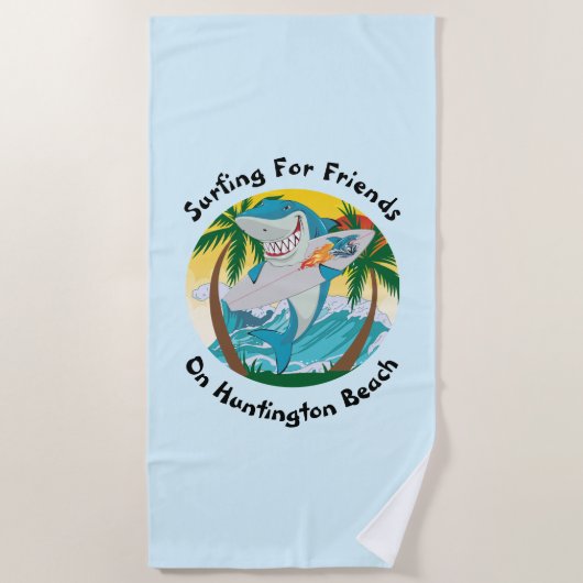Serviette De Plage Surf avec des amis - Requins (Devant)