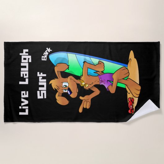 Serviette De Plage Surf moderne Live Laugh (Devant)