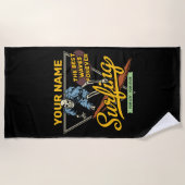 Serviette De Plage Surf personnalisé Skeleton Ride Waves Surfer  (Devant)