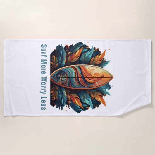 Serviette De Plage Surf Plus De Souci Moins (Devant)