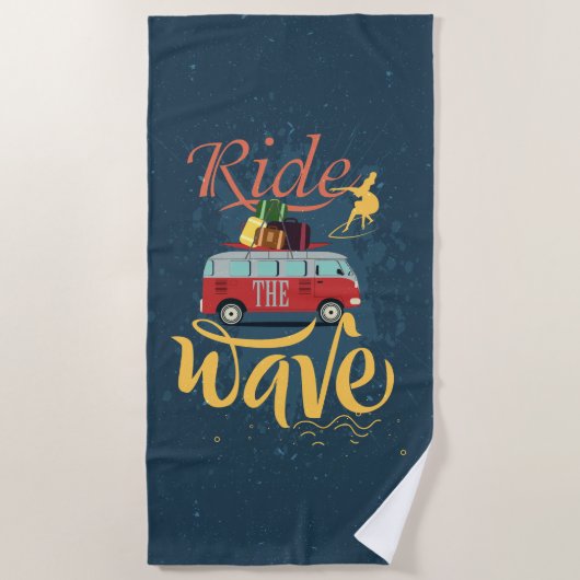 Serviette De Plage Surf Ride the Wave Beach Towel (Devant)