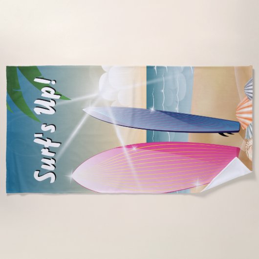 Serviette De Plage Surf Surfboards sur la plage (Devant)