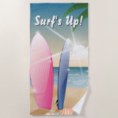 Serviette De Plage Surf Surfboards sur la plage (Devant)