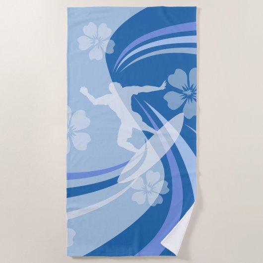 Serviette De Plage Surf tropical bleu (Devant)
