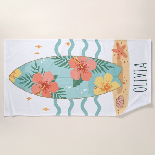 Serviette De Plage Surf tropical - Hibiscus Dreams (Devant)