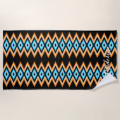 Serviette De Plage Surf Tropical Modern Summer Nom personnalisé (Devant)