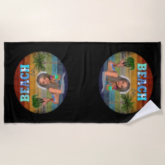 Serviette De Plage Surf vintage Beach Life (Devant)