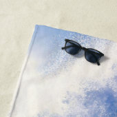 Serviette De Plage Surfer Vague Océan Bleu Blanc Manger Surf de somme (En situation)